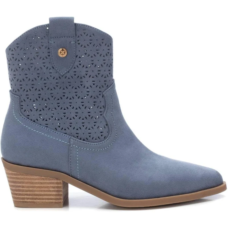 Bottines XTI femme en suédine bleu jean avec détails découpés
