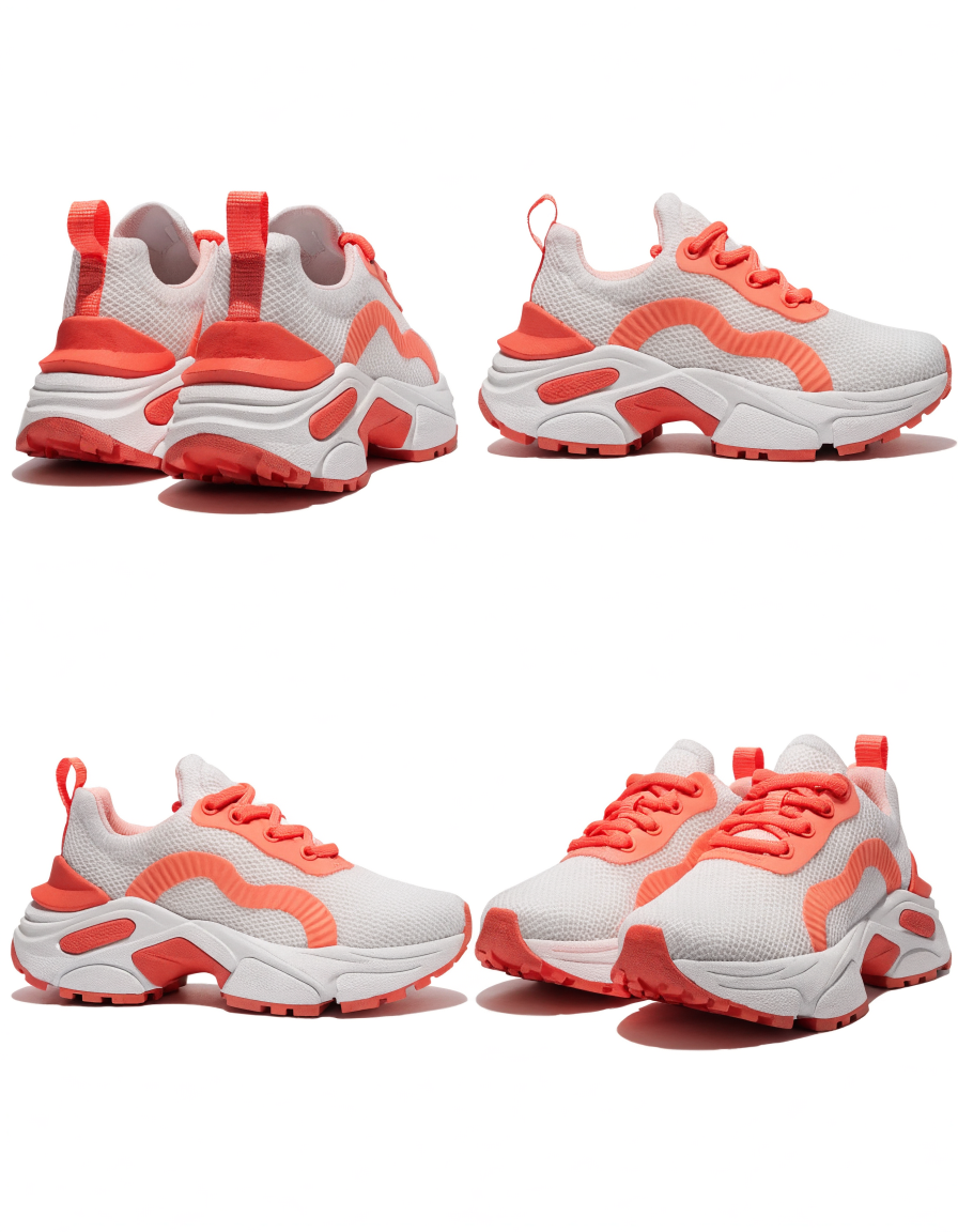 Baskets XTI femme blanches avec détails corail et semelle compensée