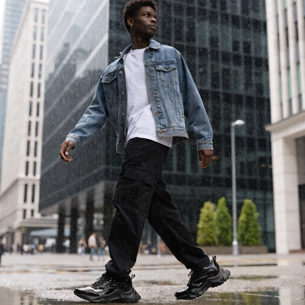 Homme en baskets XTI dans un décor urbain moderne