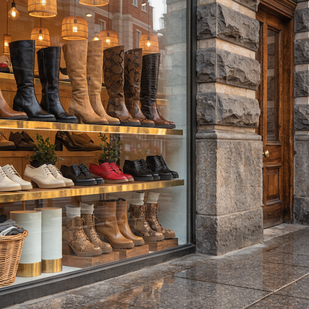 Collection de boots XTI exposées dans une vitrine tendance