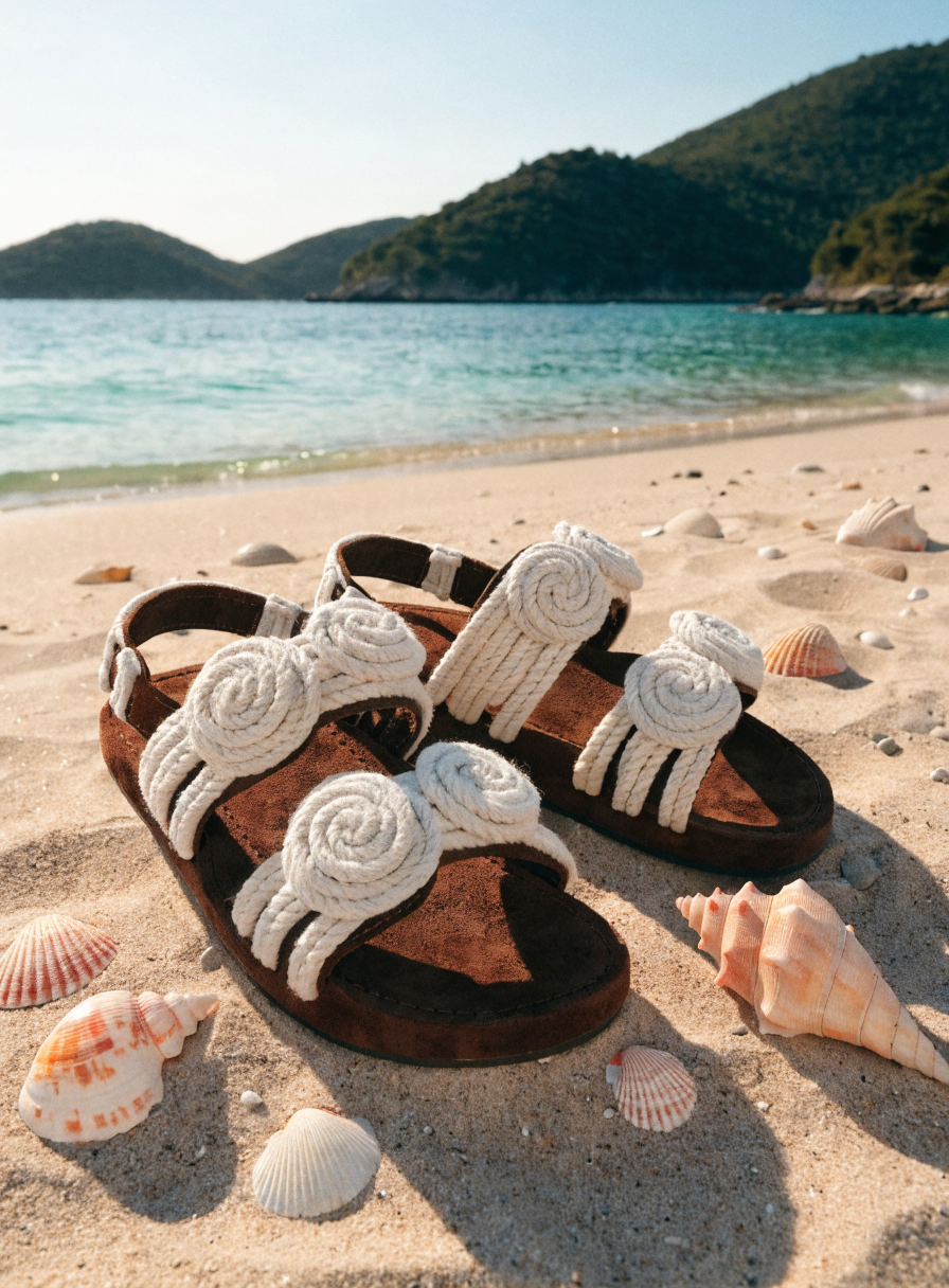 Sandales XTI présentées sur fond estival