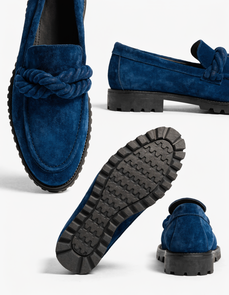 Mocassins XTI homme en cuir souple bleu marine pour un style décontracté